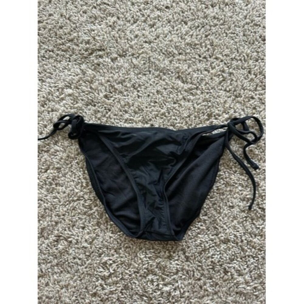 Wet-seal Womens Black Soild Side Tie Ruched Back Size Small Swim Bottom